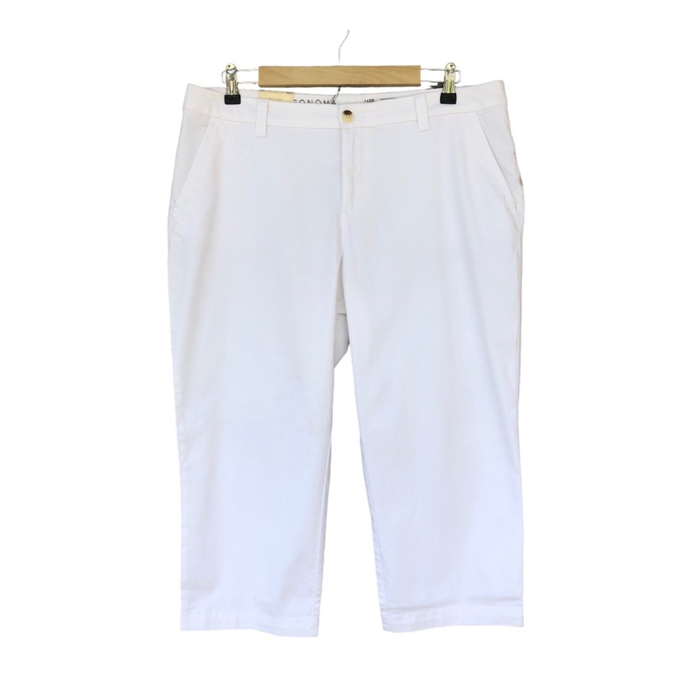 Sonoma Life + Style Cotton Blend‎ Mid Rise Capri Stretch White Pants 12
